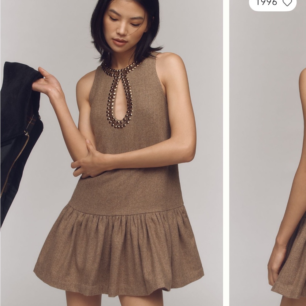 Anthropologie Brown Mini Dress